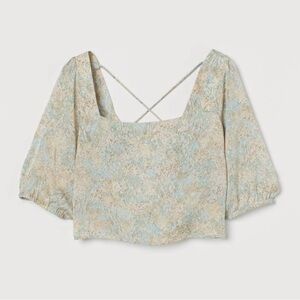 H&M Tieback Pastel Floral Crop Top Size S